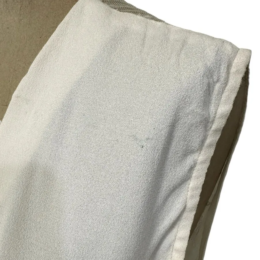 Maje Mini Dress Fit & Flare Sheer Top Cream Lace Waist Flare Skirt - Image 10