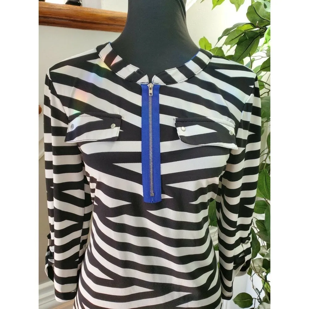 Ivy Ridge Women's Black & White Polyester Round Neck Long Sleeve Shirt Size M Size M - Image 2