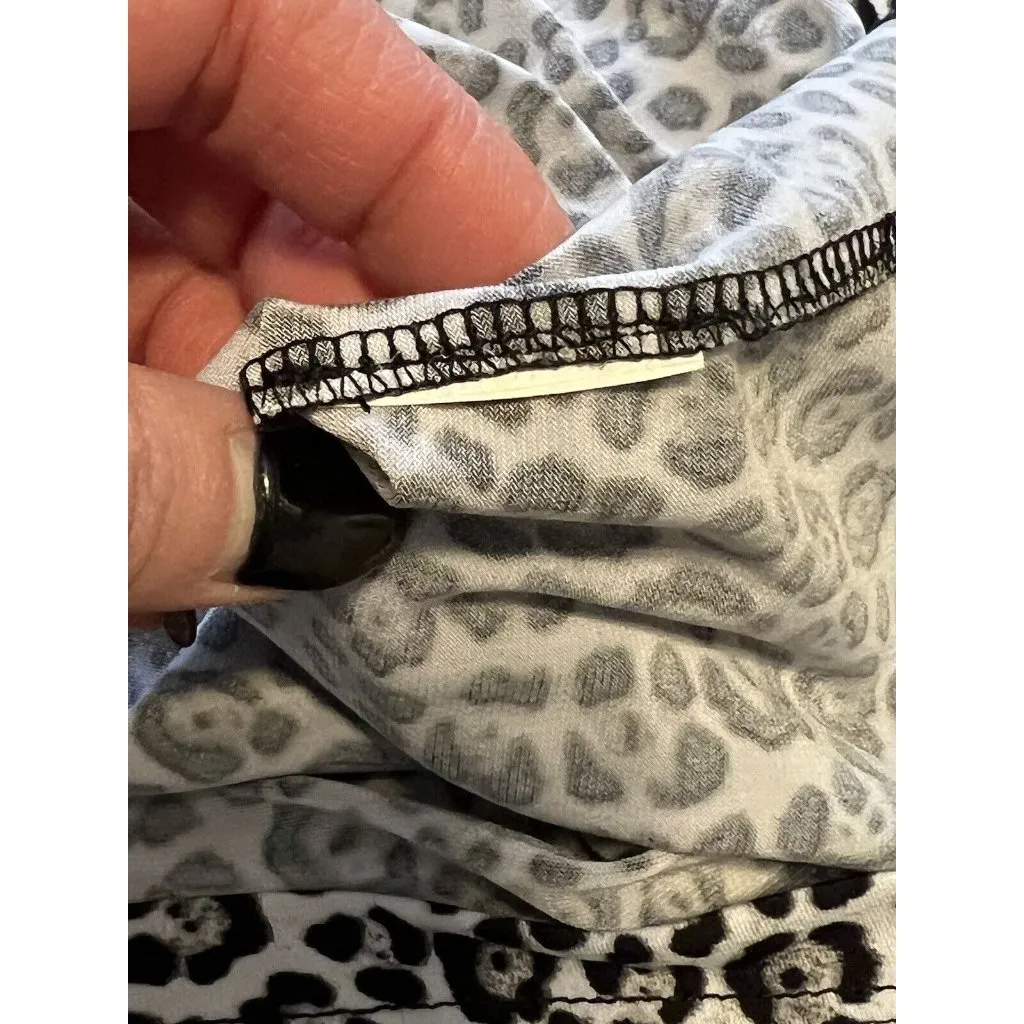 Michael Kors Black Animal Print Peasant Top‎ Size M - Image 9