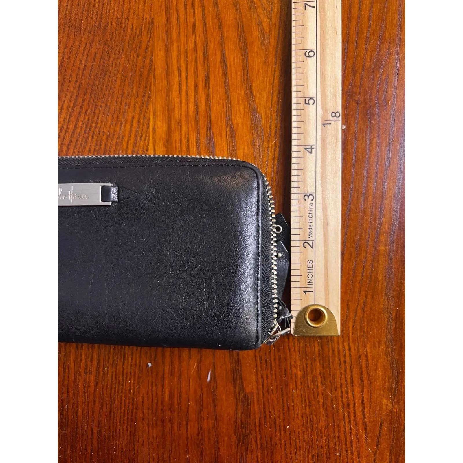 Vintage Cole Haan Leather Zip Around Wallet Clutch Organizer Black Urban Chic‎ - Image 8