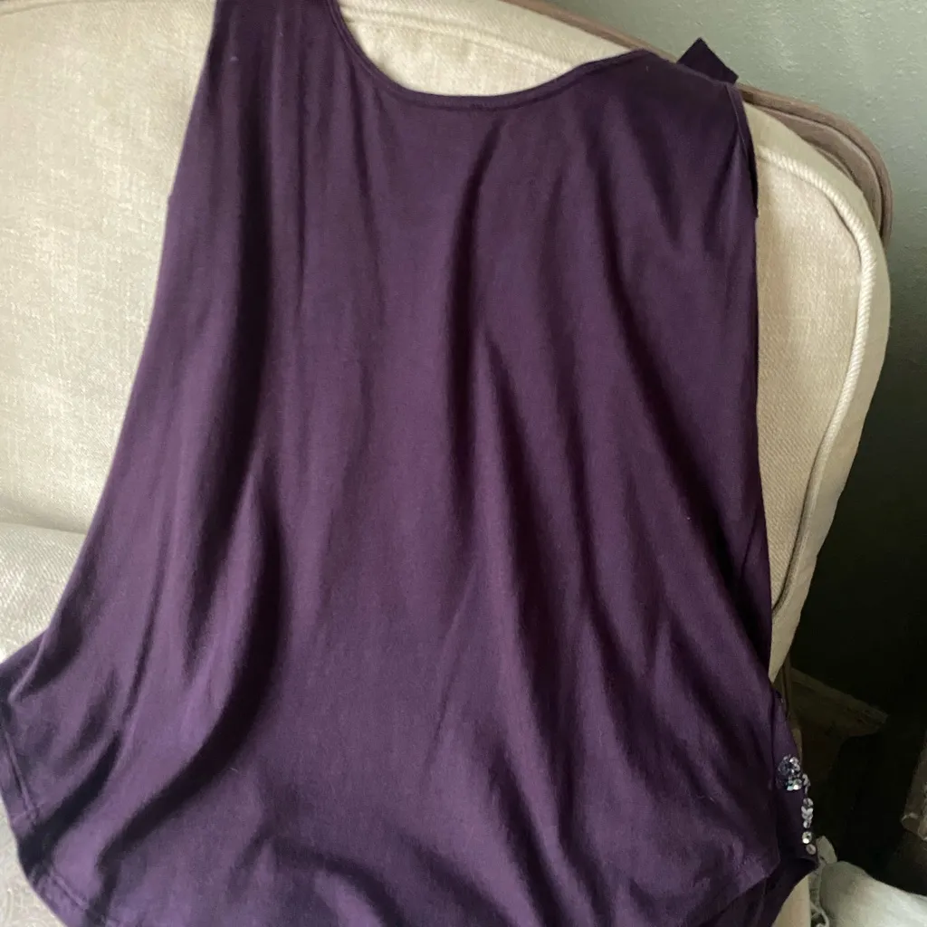 Express size M bejeweled tank in a deep plum - Image 3