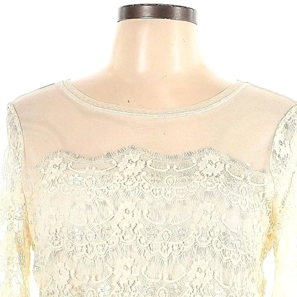 Max & Cleo Ivory Lace Cocktail Dress 10 Knee - Image 3