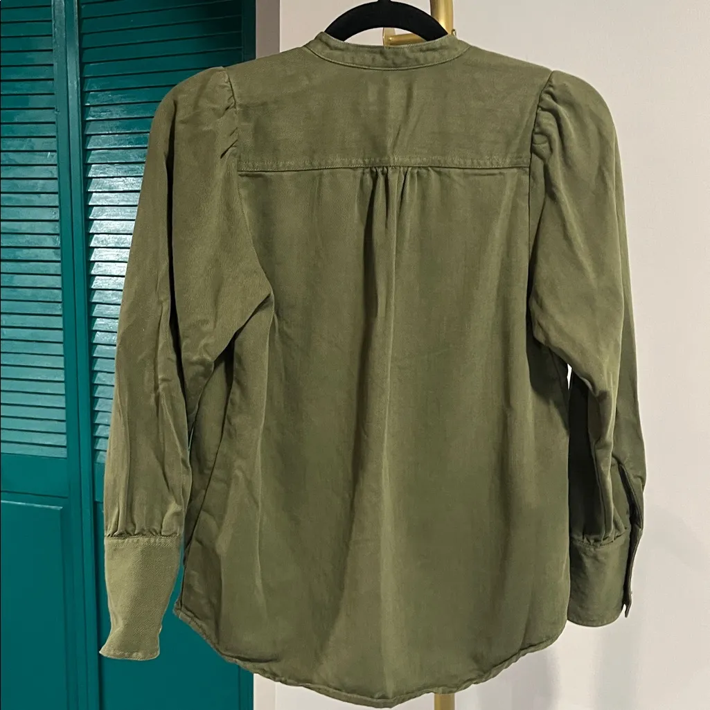 J.Crew Point Sur Twill Button-Down Shirt – Olive Green | XXS - Image 3