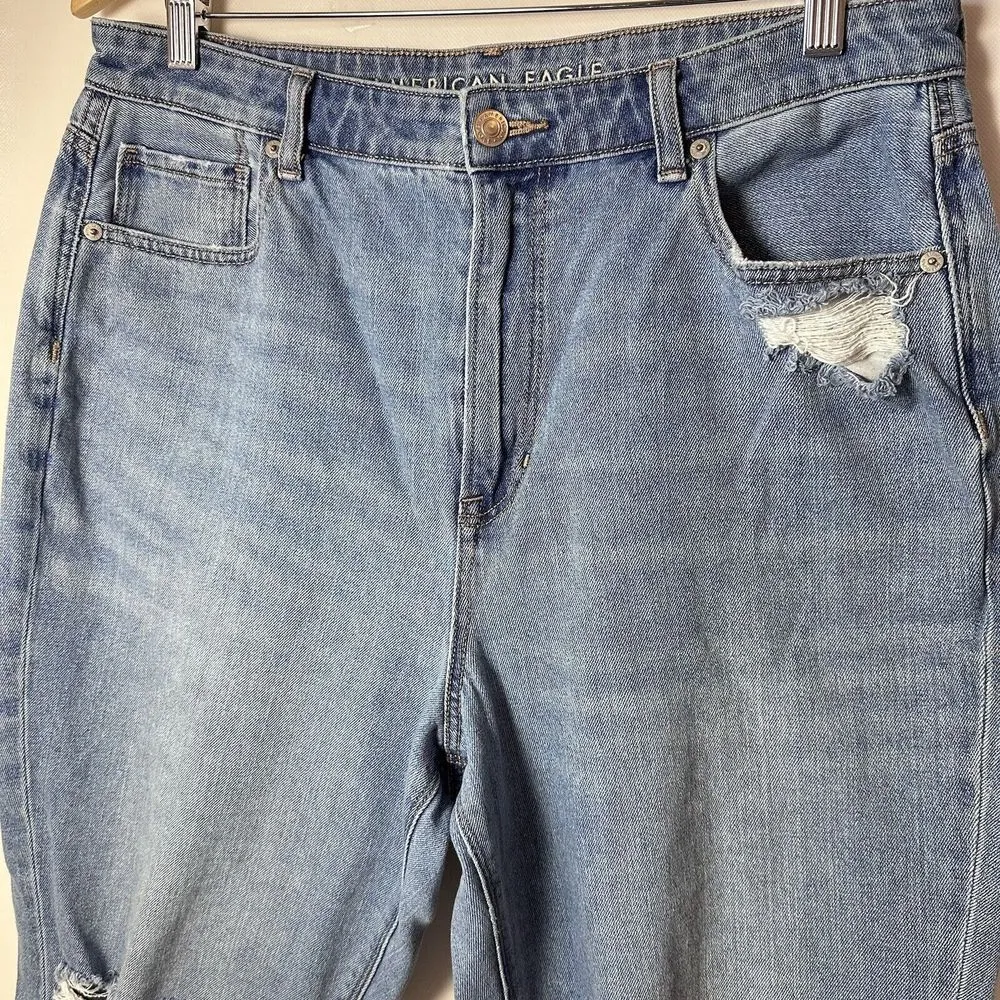 American Eagle Jeans Womens Mom Distressed Holes In Knees High Rise Size 16R - Image 3