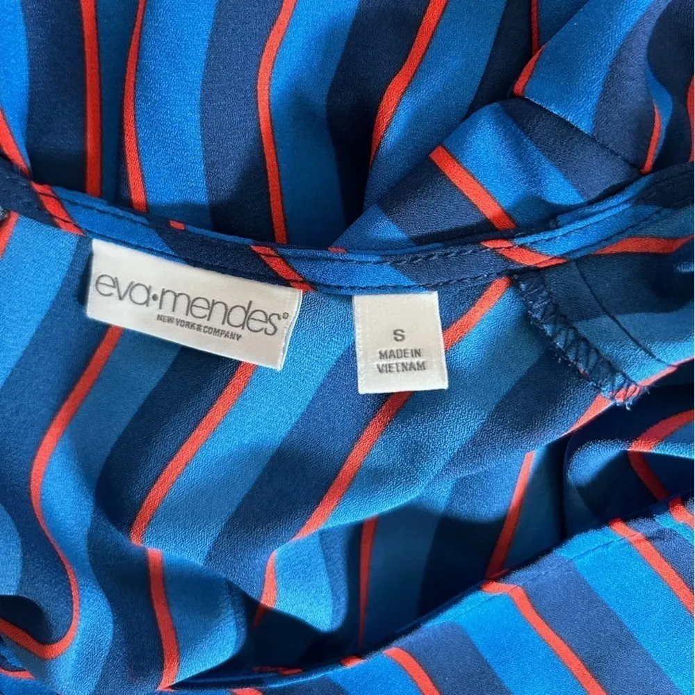 Eva Mendes New York & Company Striped Blouse Bow Tie Small - Image 4