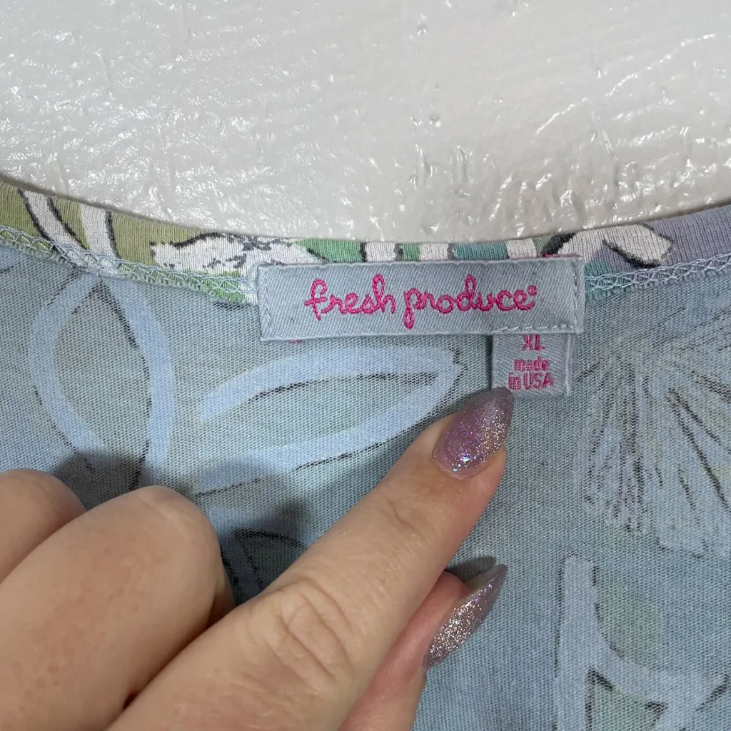 Fresh Produce Women L Blue Green Coconut Point Scoop Hazy Days 1/2 Sleeve Shirt - Image 5