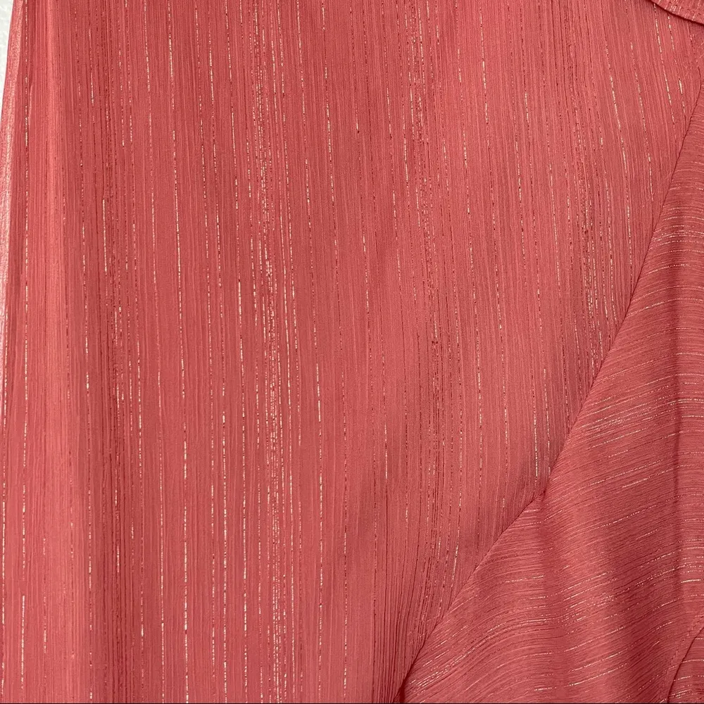 NWT WAYF Metallic Square Neck Puff Sleeve High-Low Open Back Faux Wrap Midi SM - Image 8