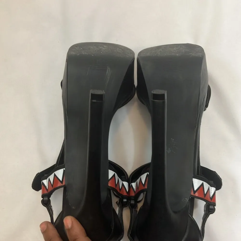 Nasty Gal black, red, and white leather 6” heels - Image 8