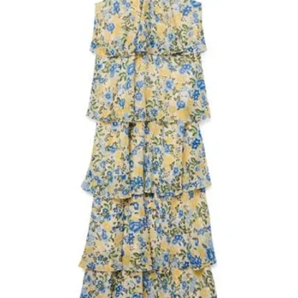 Vero Moda Oatmeal and Yellow Floral Maxi Dress - Image 3