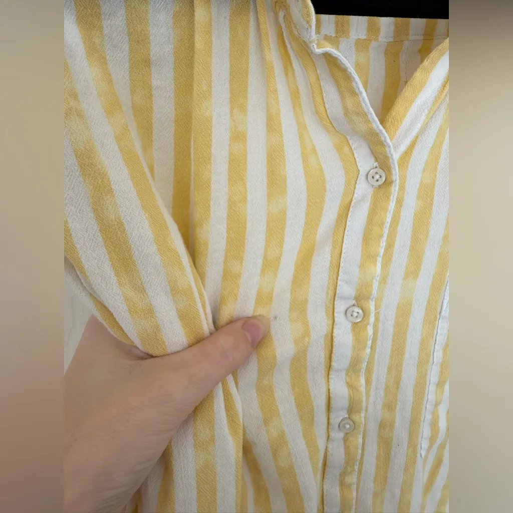 Aerie Yellow and White Stripe Oversized Button Down Shirt Size Medium - Image 3