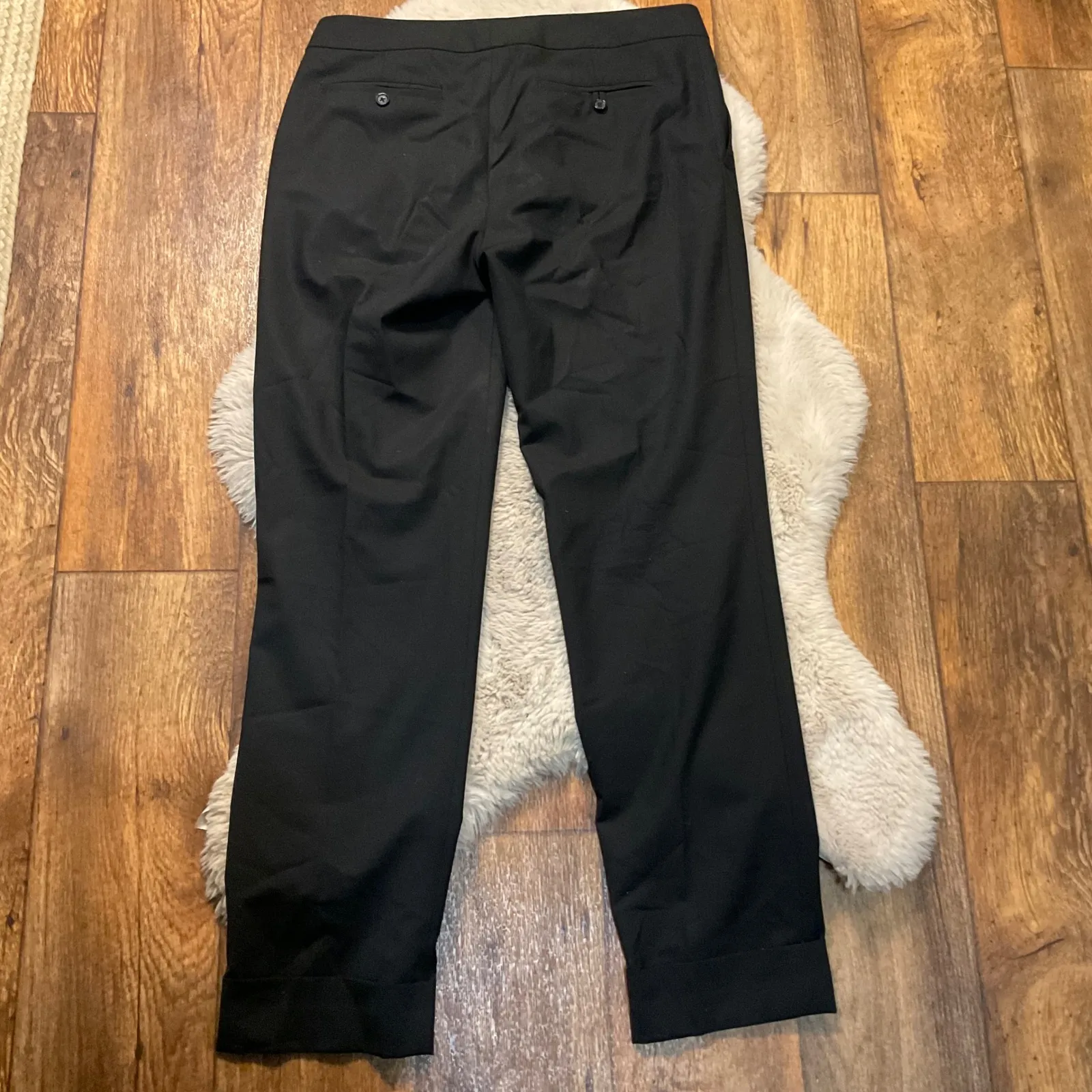 Banana Republic Size 8 Martin Fit Slacks‎ Black Wool Blend Cuff Hem Career Pant - Image 8