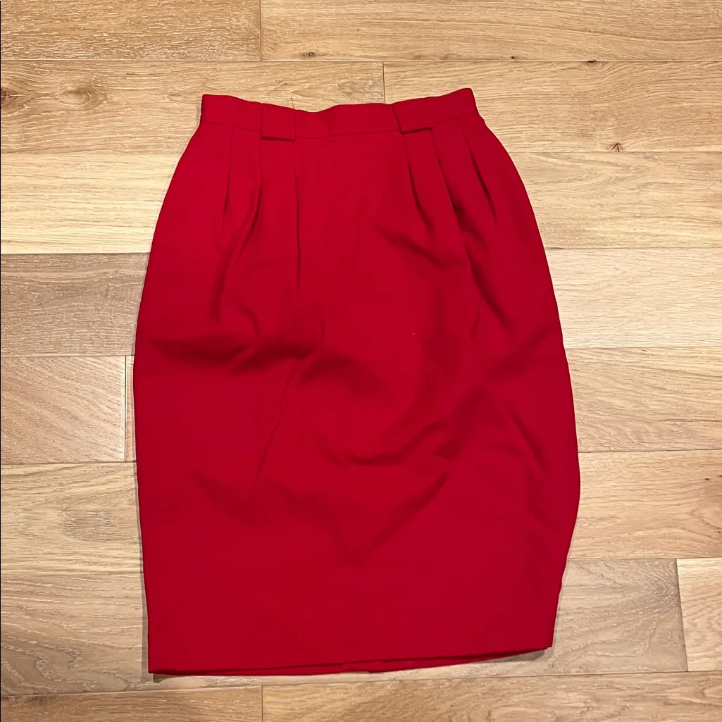 Paul Stanley vintage wool Elegant Red‎ Pencil Skirt for Women size 6 Red - Image 2