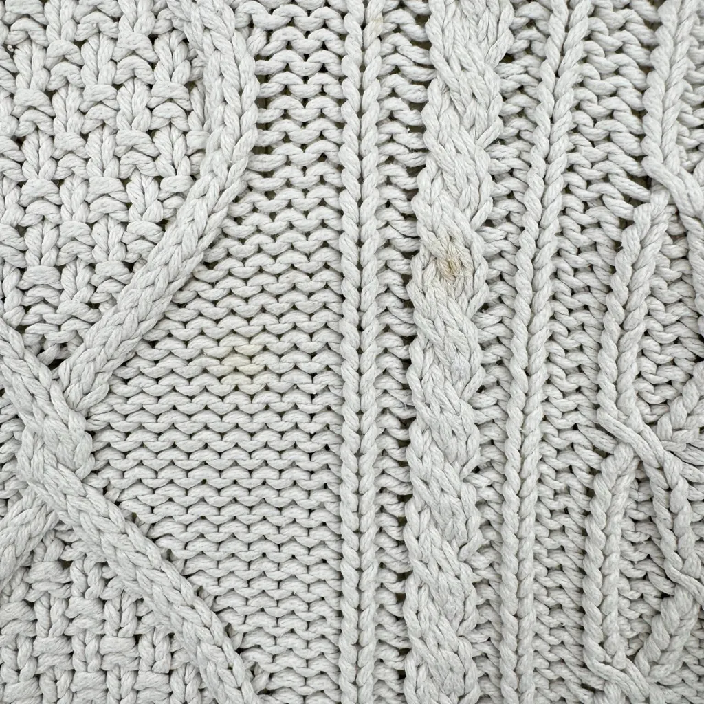 Vintage 90s Y2K Ivory Cable Knit Sweater Mock Neck Cotton Made in USA Small Size undefined - Image 5