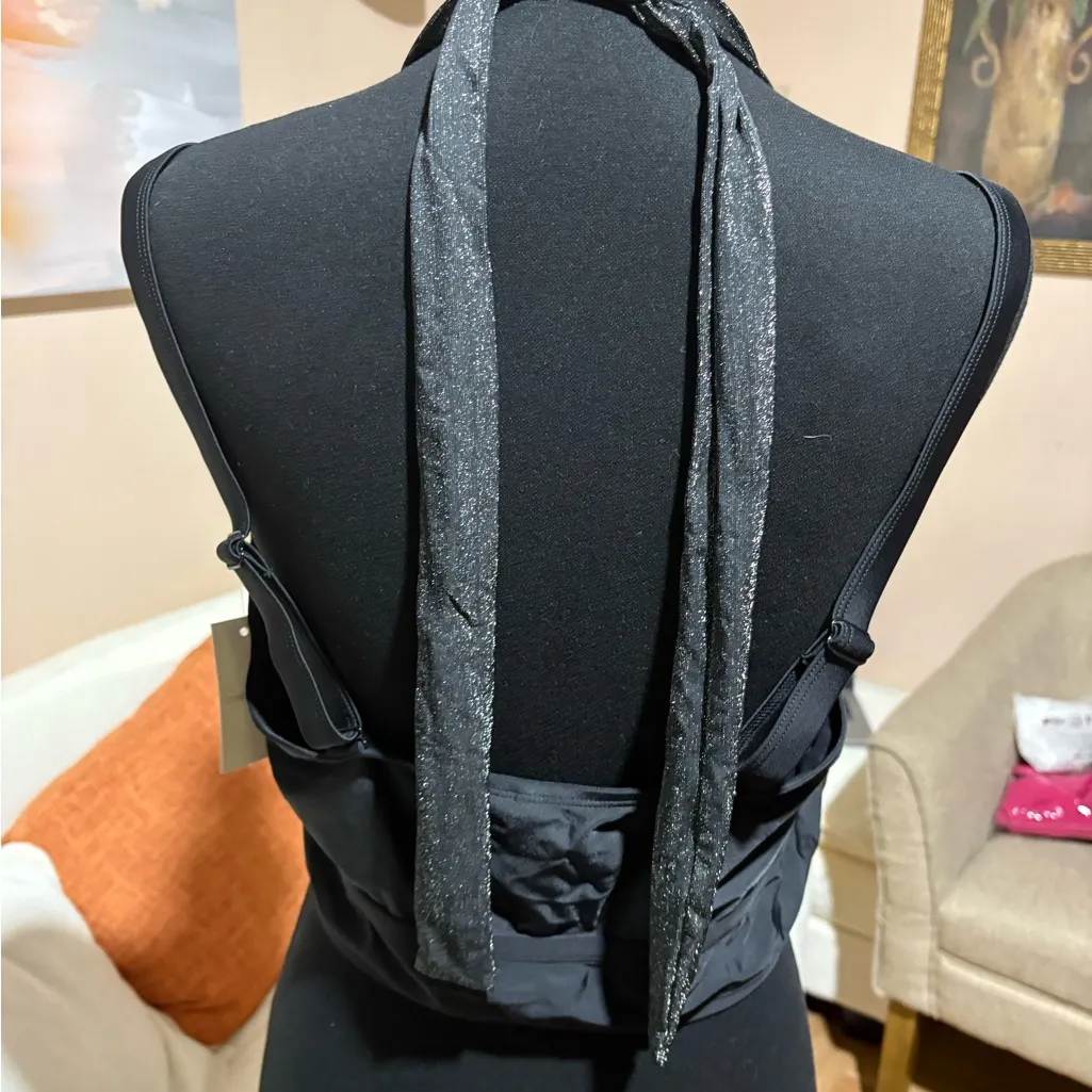 Elegant Black Glitter Halter Bralette Size XXL - Image 6
