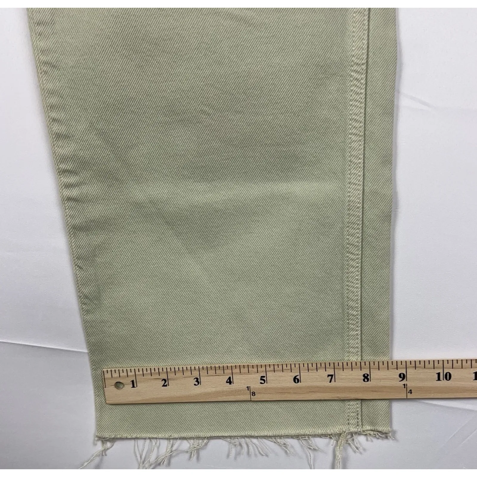 Boyish The Kirby High Rise Straight Jeans in El Cielo Green Crop Raw Hem 29 - Image 9