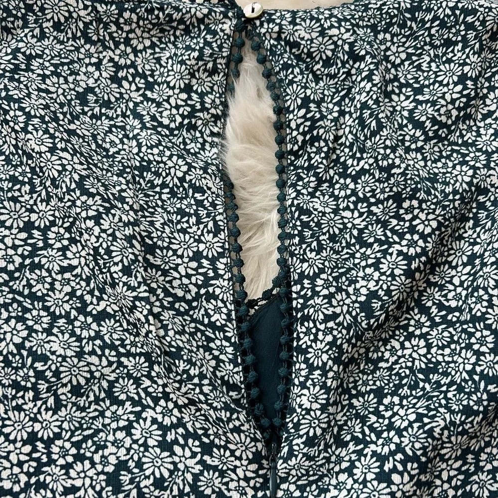 Blue Rain Floral Bell Sleeve Romper - Image 3