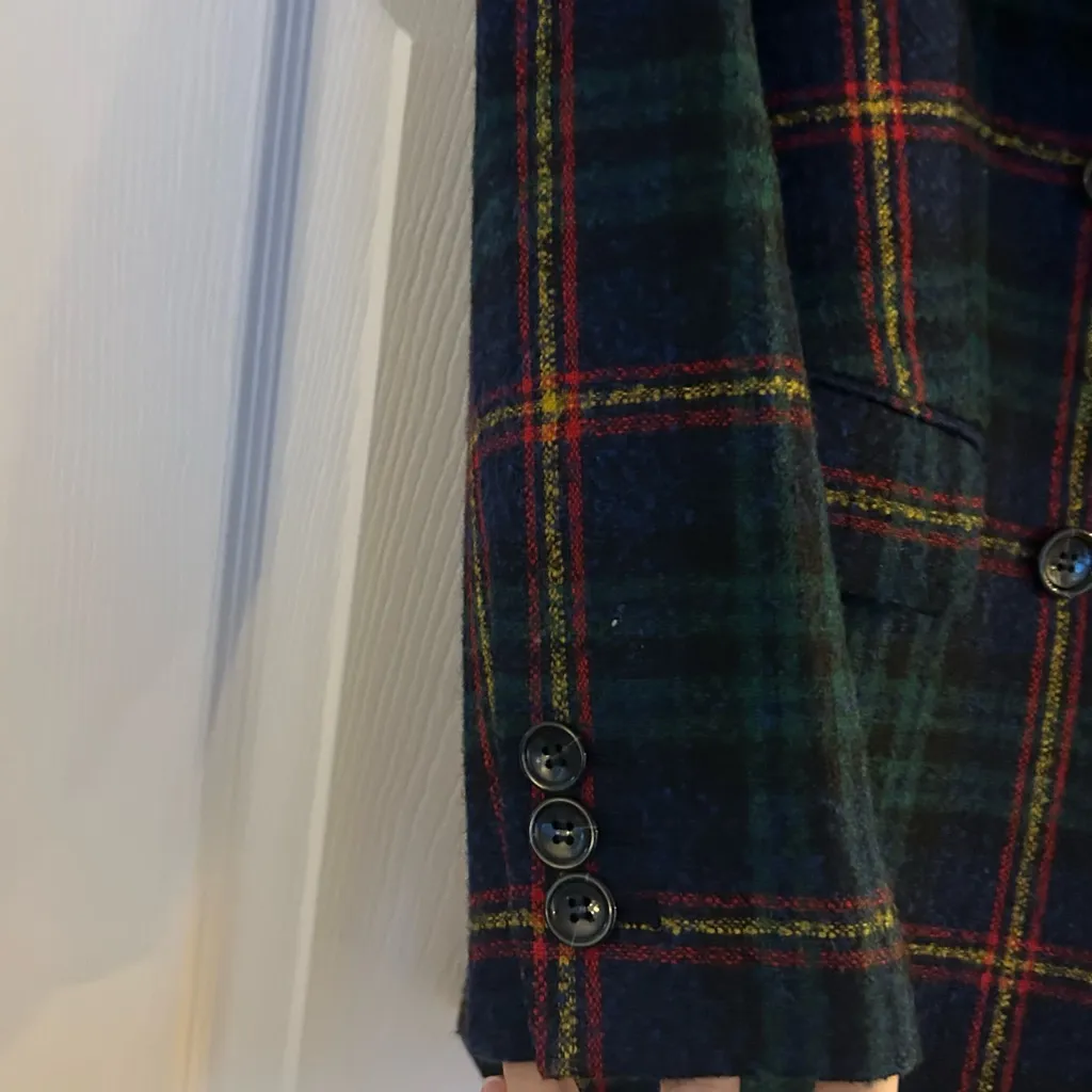 Talbots Plaid Multicolor Wool Blend Relaxed Boucle Blazer Size 4  P214019017 - Image 5