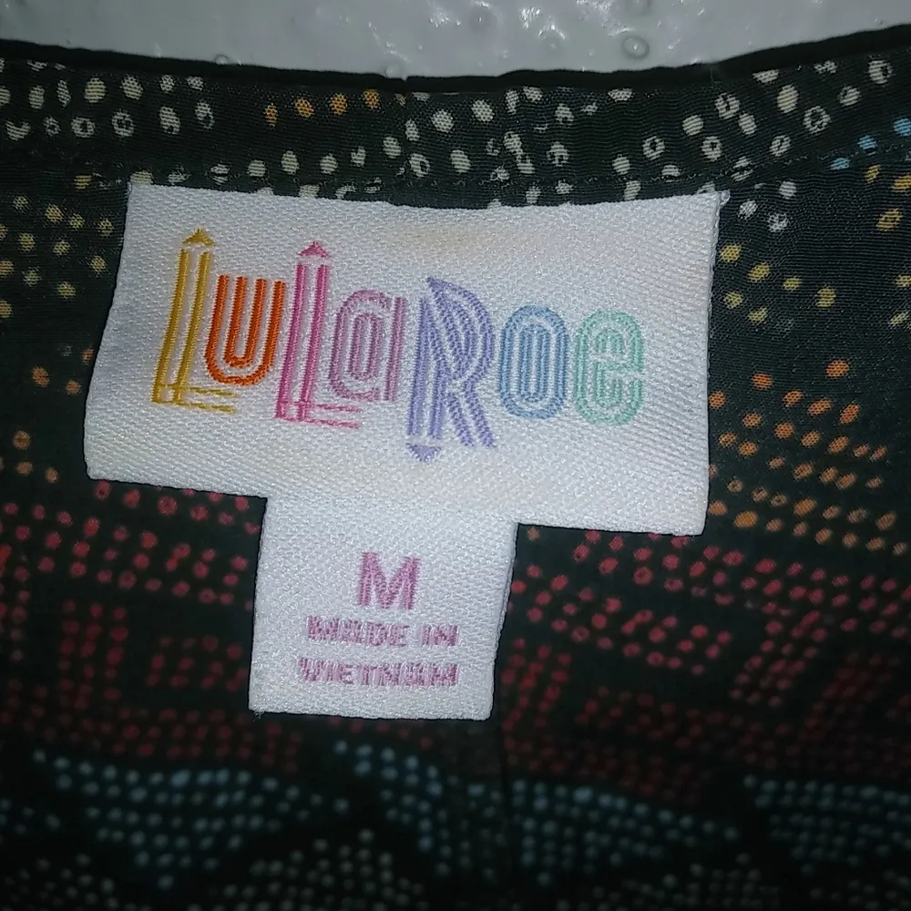 LuLaroe M Retro Dot Design Stitch Fall Colors Print Duster Open Kimono Top - Image 2