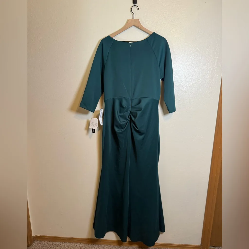 Xscape "LEXI" LONG SLEEVE SCUBA‎ RUCHED SIDE DRESS Hunter - Image 6