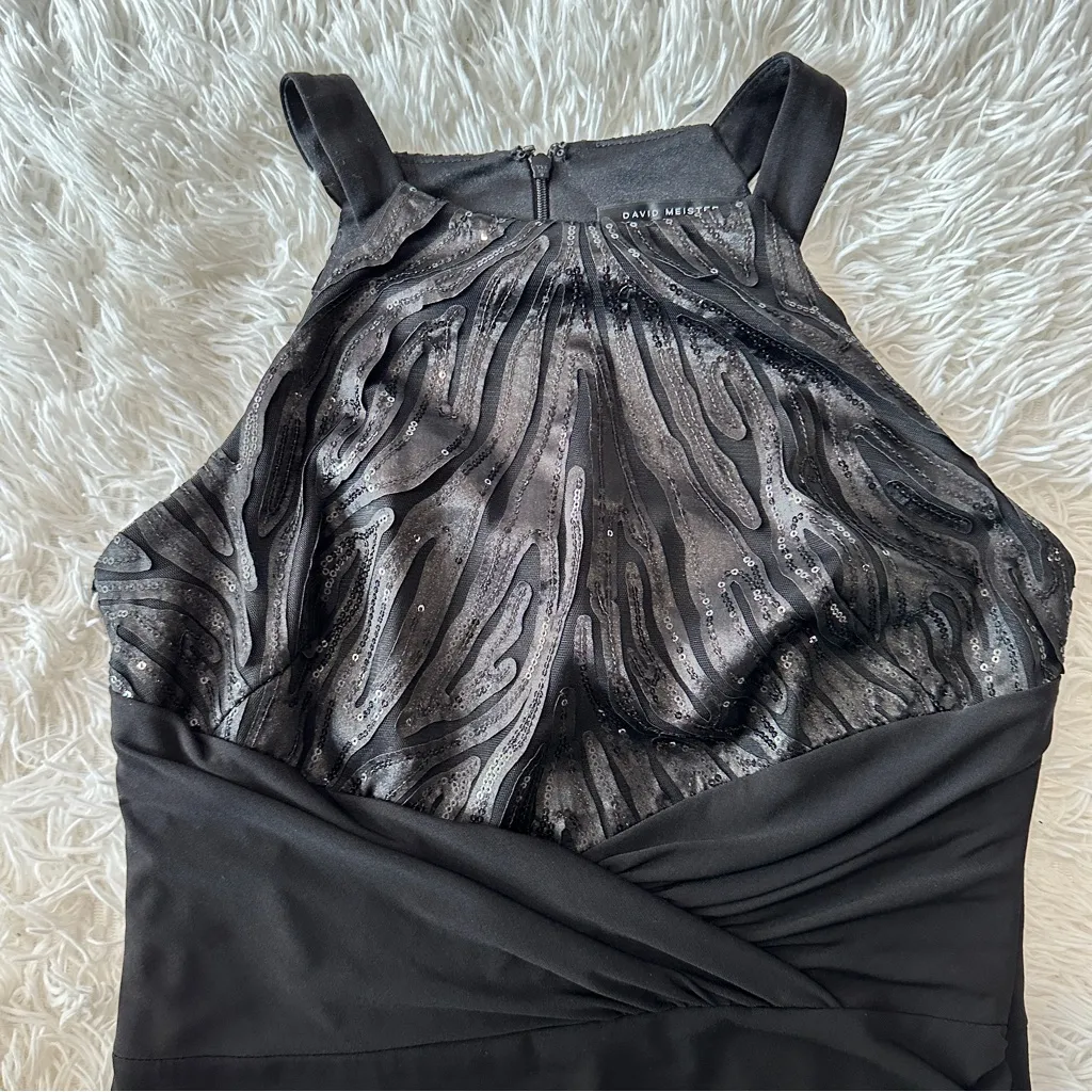 David Meister Black Sequin Bodice Cocktail Sheath Dress Size 6 (EUC) - Image 11