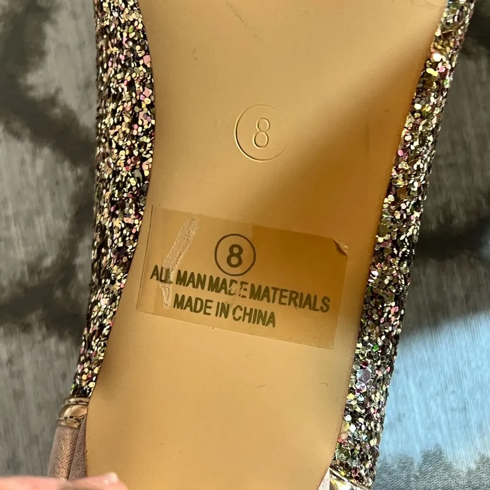 Gold and Silver Heels with Glittery Sparkle Size 8 - Image 10
