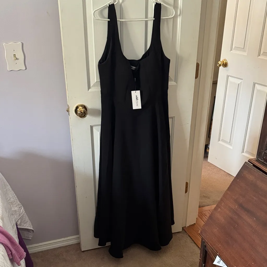 NWT Square Neck Midi Dress Black Size 14 - Image 4