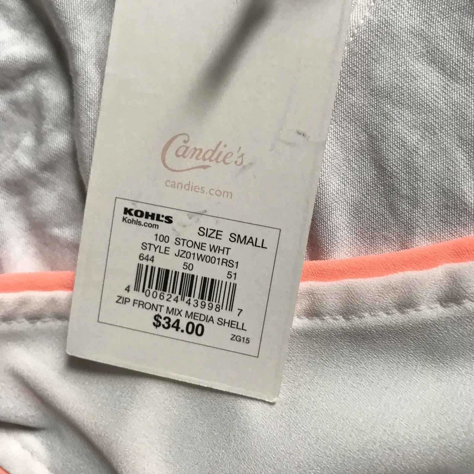 Candie’s Zip Front Mix Media Shell White NWT - Image 5