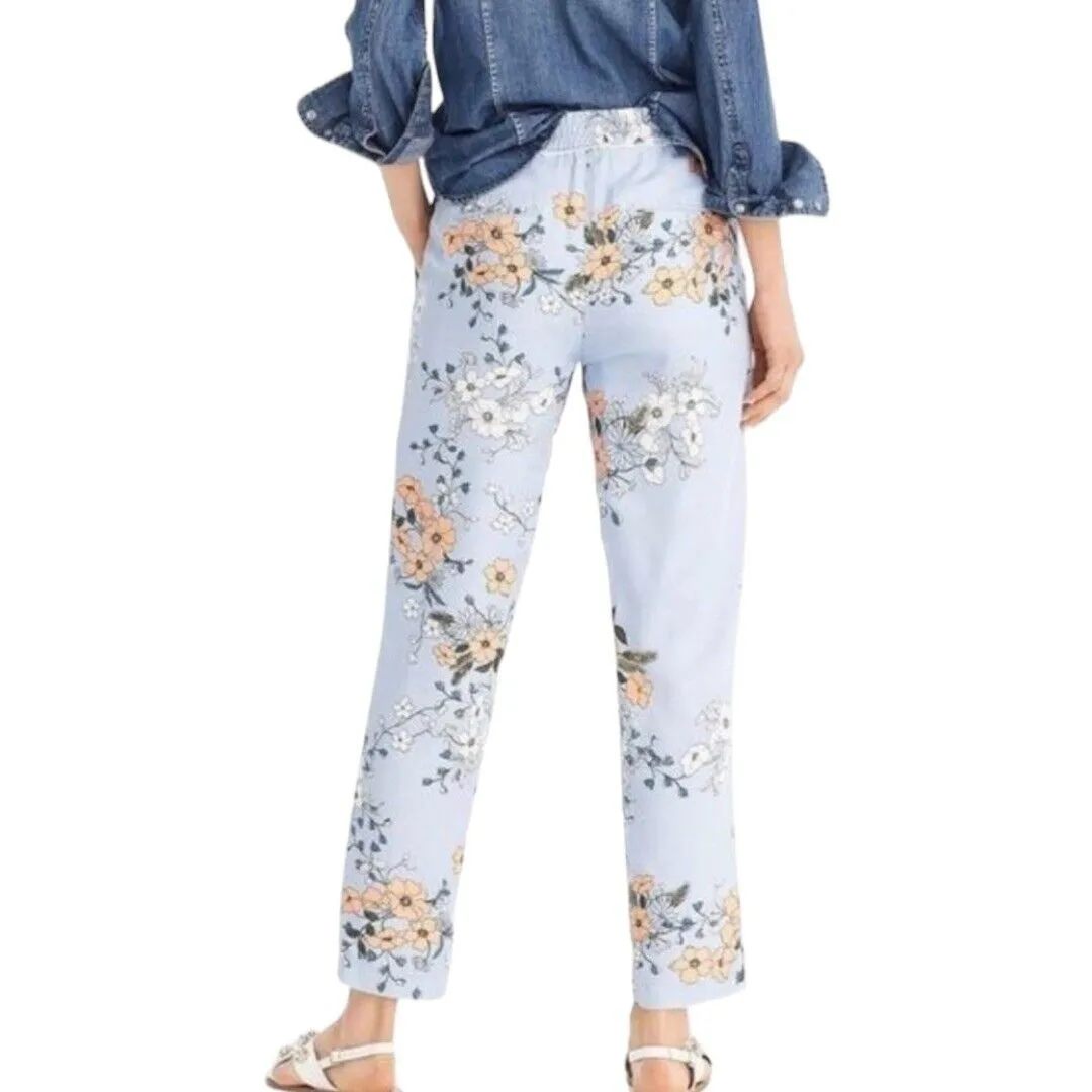 J. Crew Women’s High Rise Pants Blue Garden Floral Flower Straight Leg Size 12‎ - Image 9