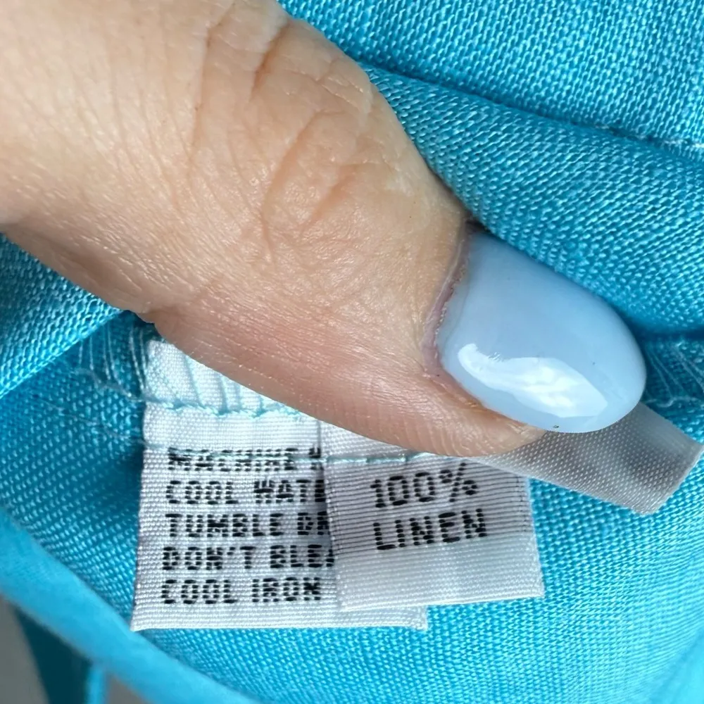 Planet by Lauren G 100% Linen Aqua Blue Top One Size Cover Up Vacation USA - Image 7