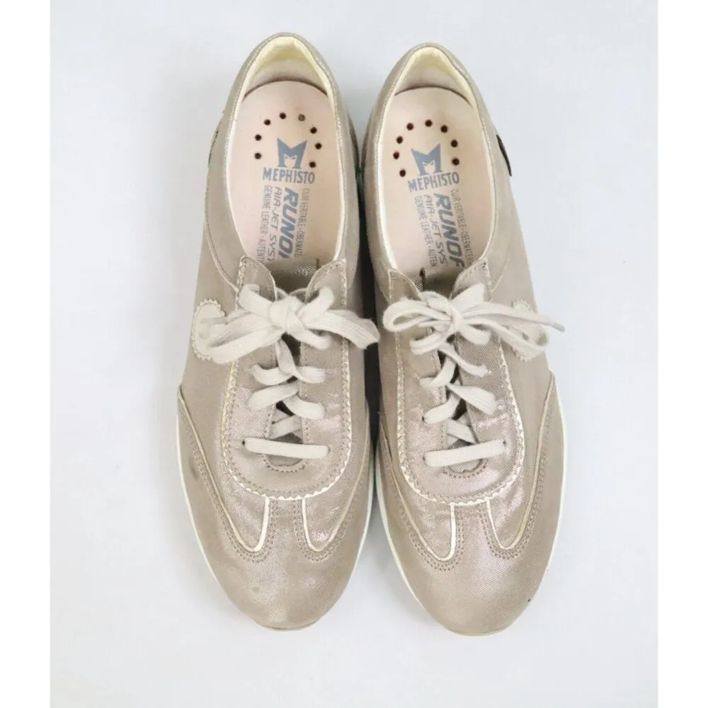 Mephisto Yael Runoff Womens Sz 9.5 Silver Metallic Leather Casual Shoes Sneakers - Image 8