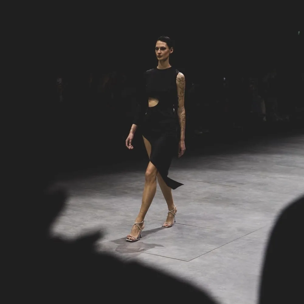 Revolve‎ Mother Of All Vesta Silk Cut Out Midi Dress in Black Sz M Size M - Image 6