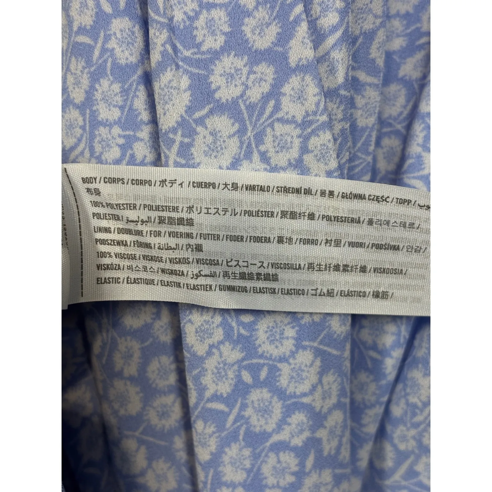 Abercrombie‎ Fitch Midi Dress M Smocked Bodice Blue Floral Print Side Slit - Image 7