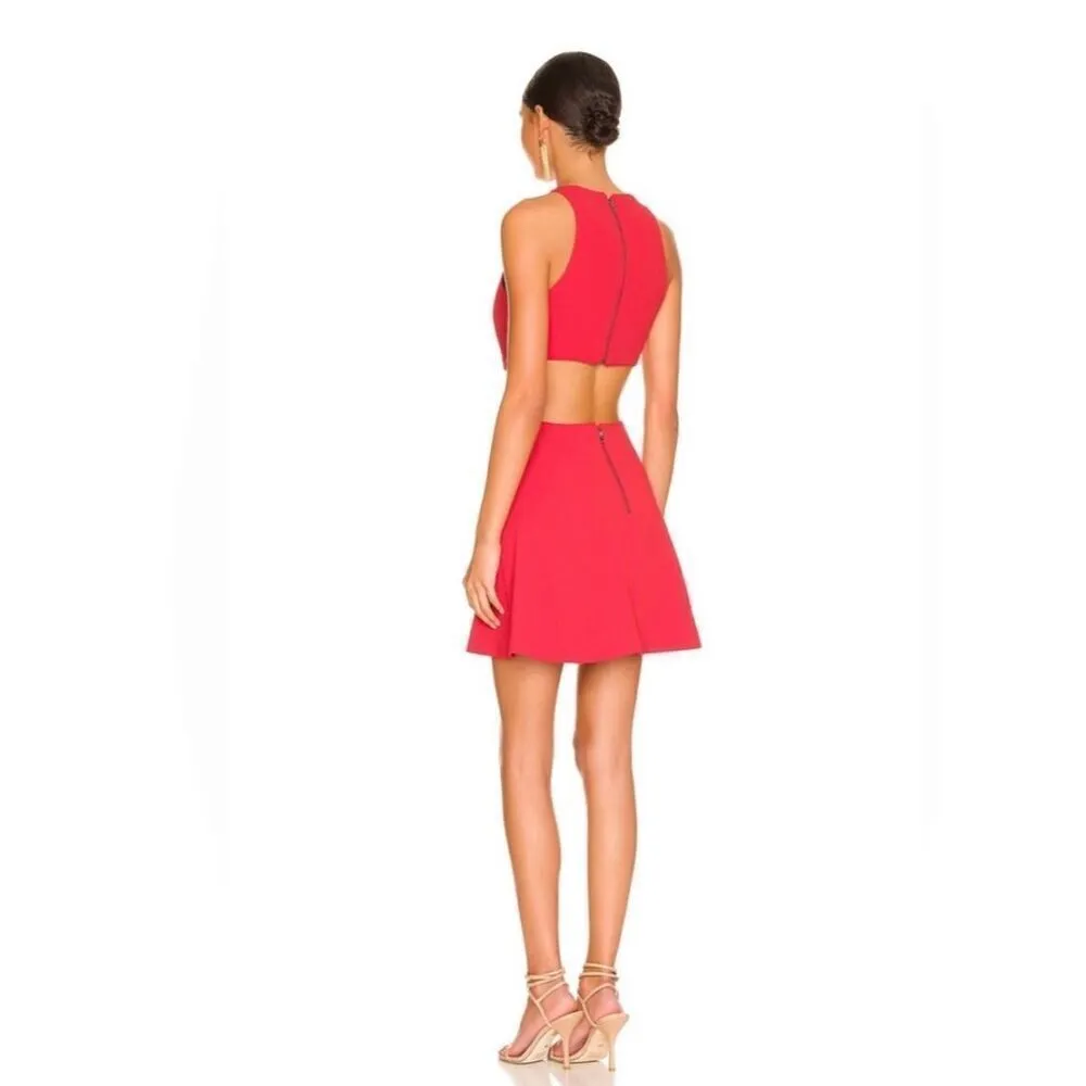 Alice+Olivia Red Cara cut-out flare mini dress - Image 3
