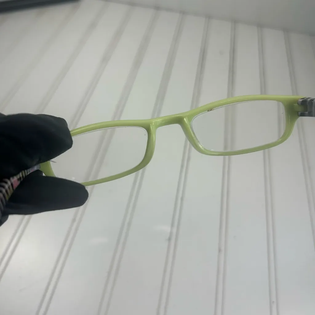 Womenโs Lime Green Rectangular Eyeglasses Stripe Arms | Fashion Reading Glasses - Image 6