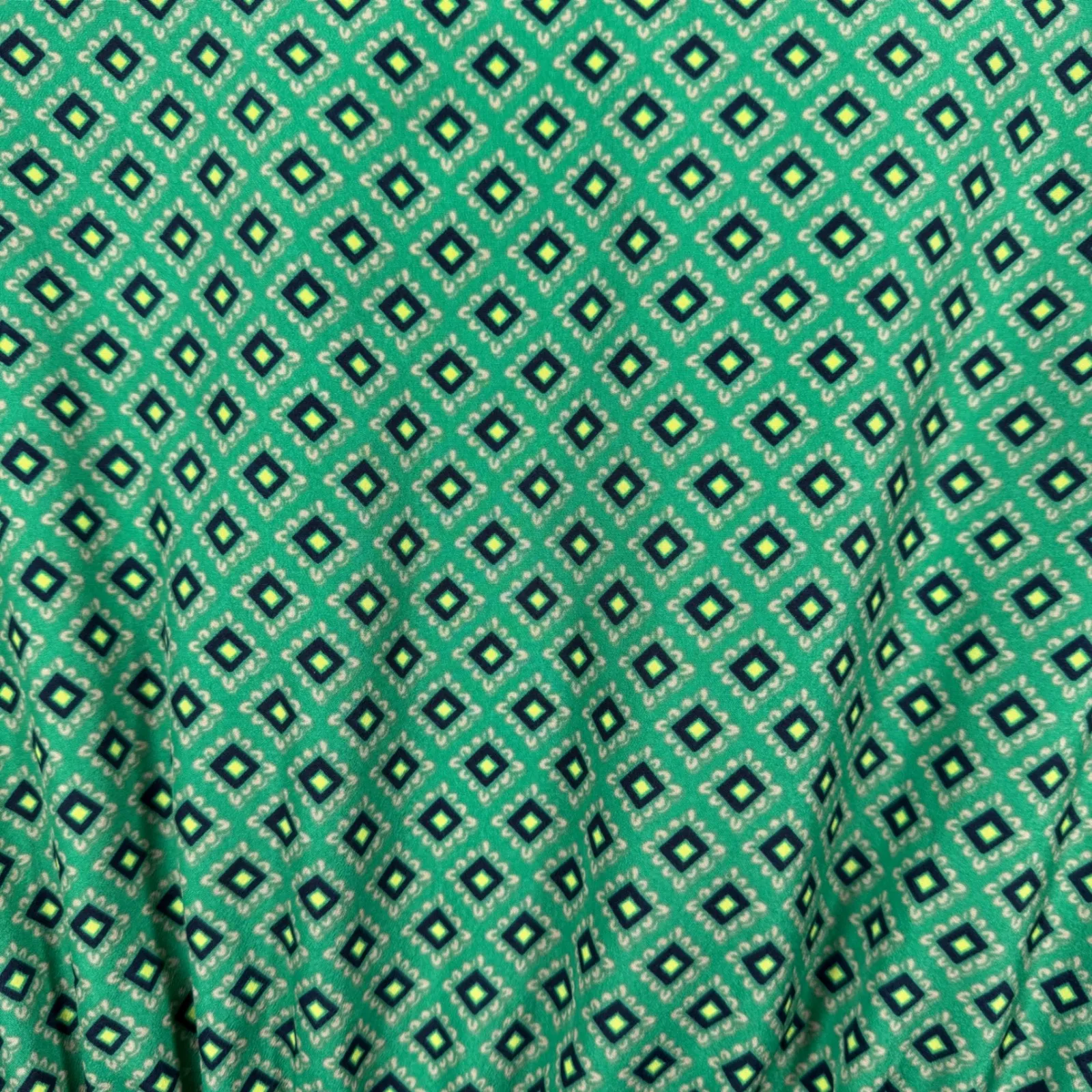 J. Crew Green Geometric Print Long Sleeve Elastic Waist Mini Dress Womens Size 4 - Image 5