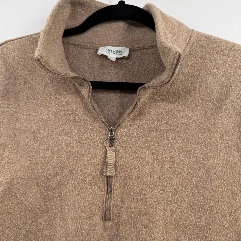 Haven well within cloud fleece half zip pullover sweatshirt taupe women's Small Tan - Image 2