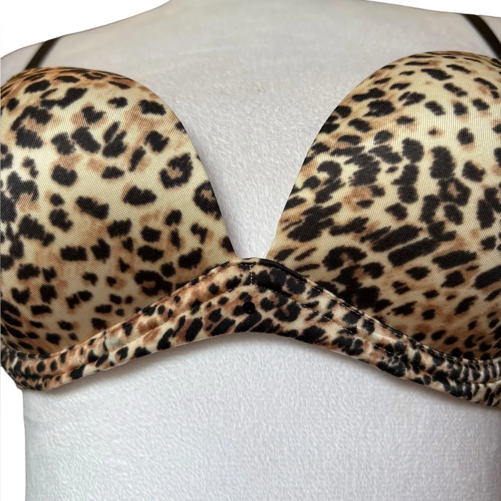 Victorias Secret Biofit Push Up Bra Womens Size 32C Leopard Print - Image 7