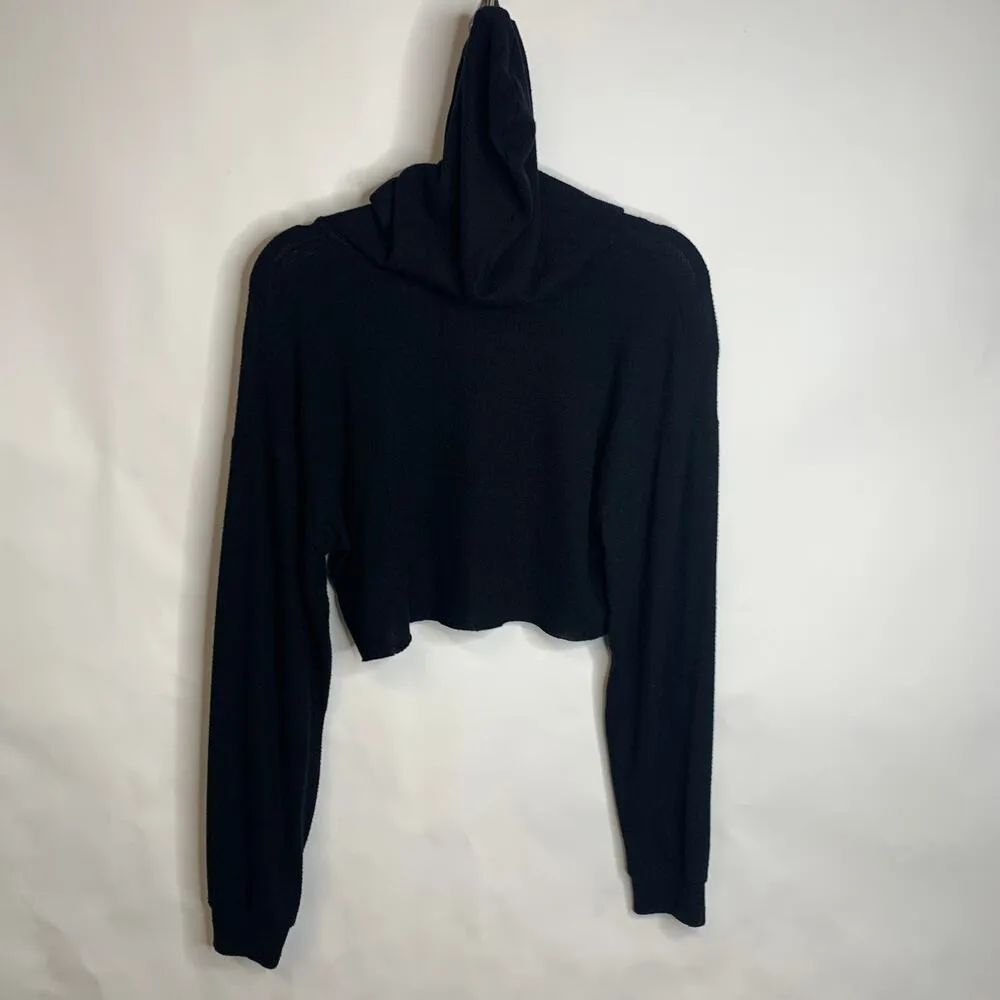 California Stitch Black Cropped Hoodie Lightweight Sz Small - Image 5