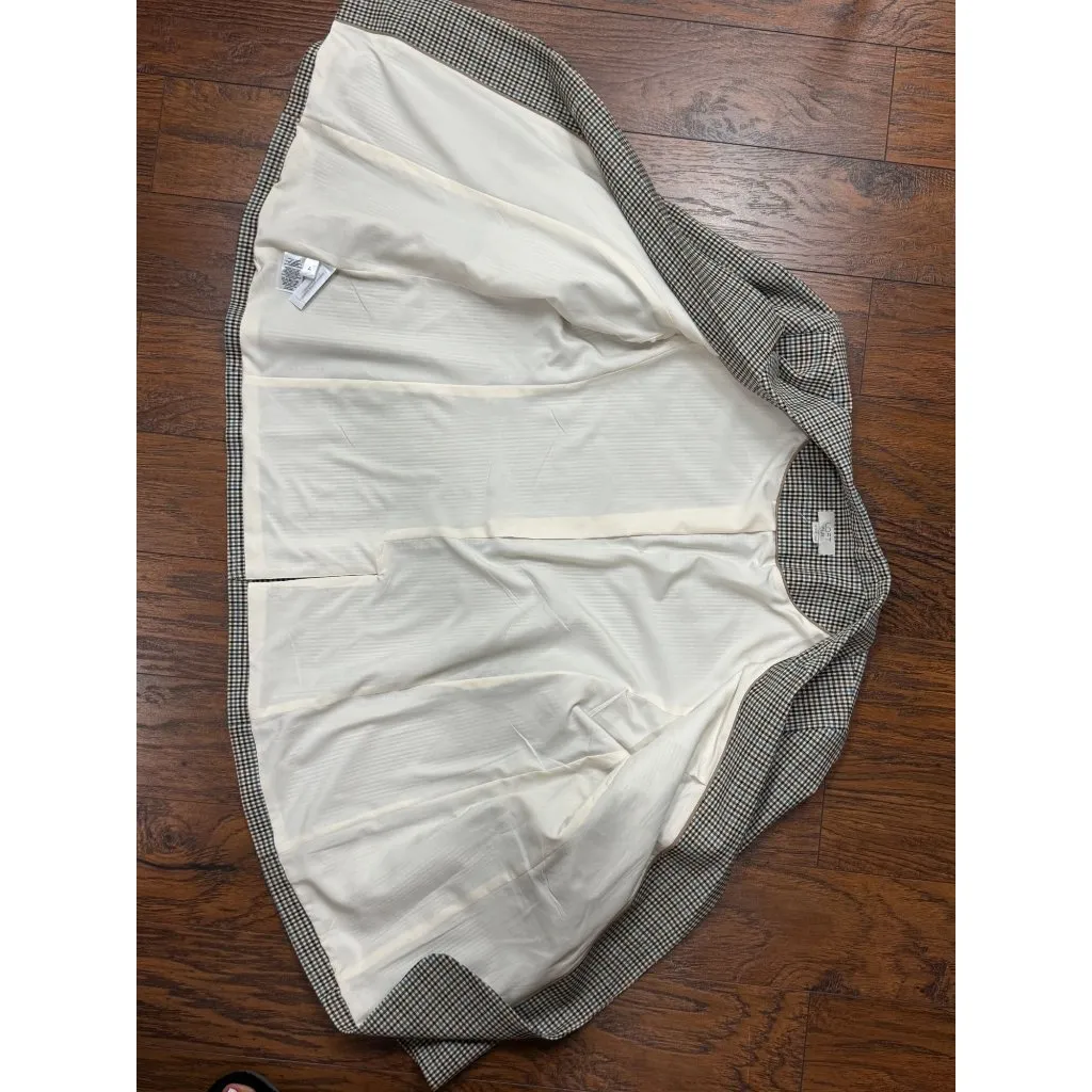 NEW LOFT 16 Plaid Check Blazer Jacket Brown Blue Single Button Lined Workwear - Image 7