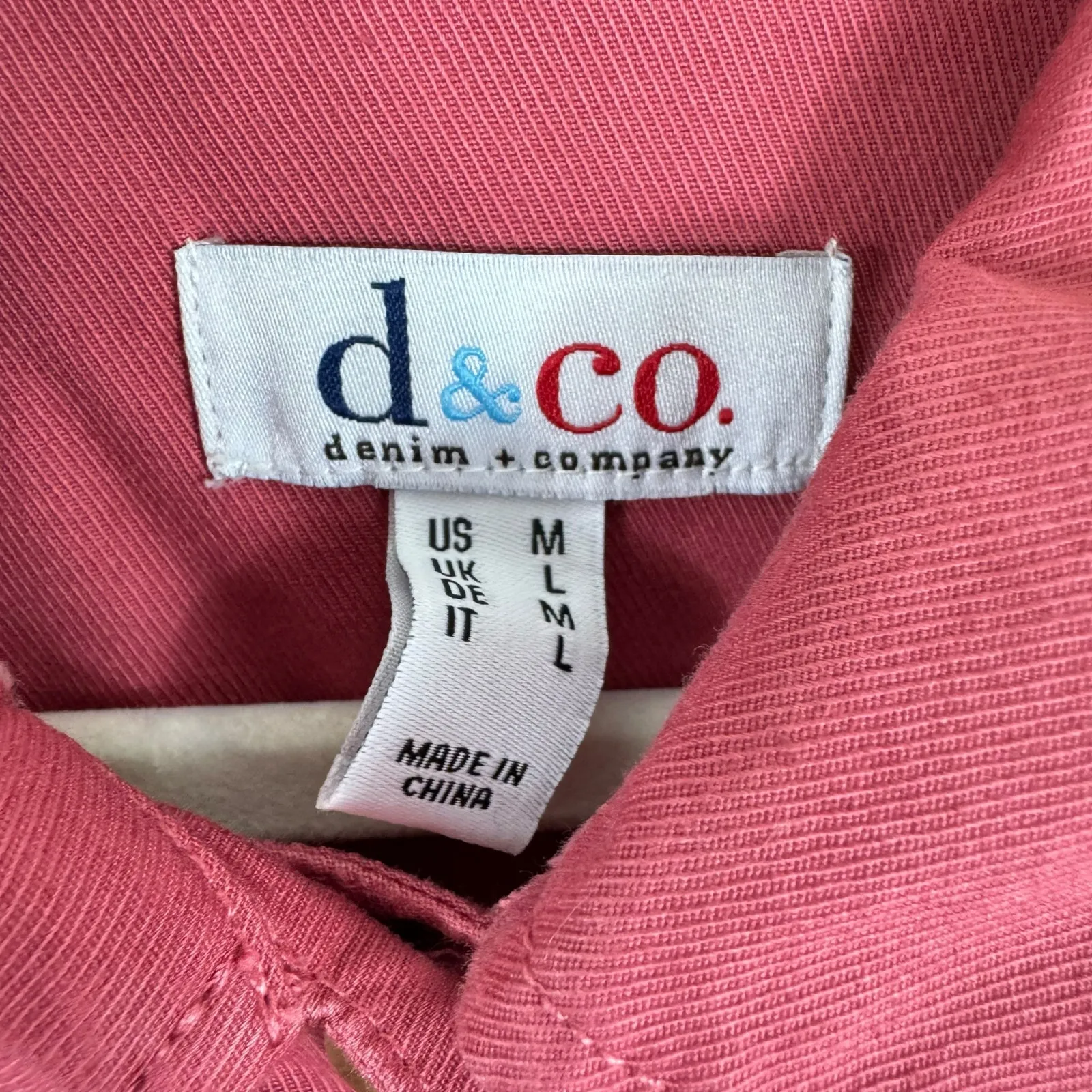 D & Co. 100% Cotton Pink Collared Peplum Button Up Lightweight Shacket Size M Size M - Image 7
