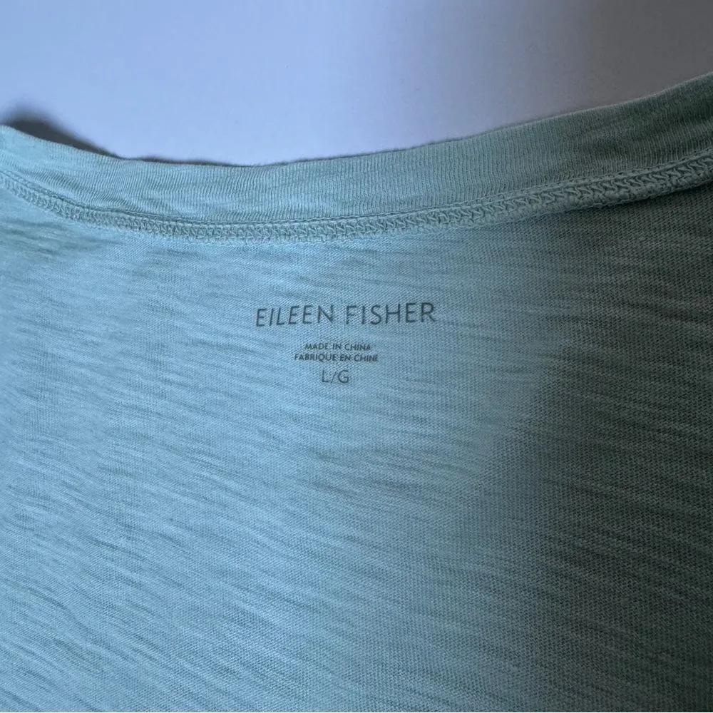 Eileen Fisher Light Blue U Neck Organic Cotton Tee Size Large NWOT - Image 3