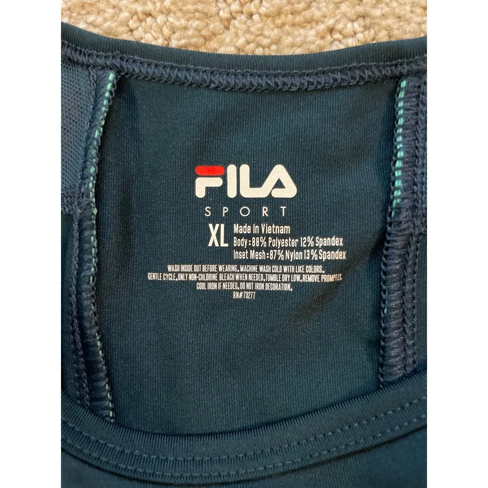 Fila Sport Dark Green With Light Green Piping Workout Tank XL - Image 5