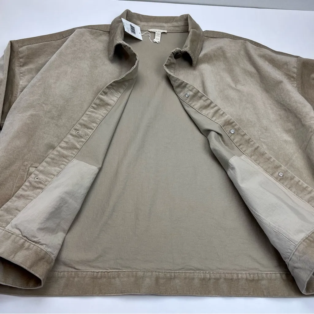Eileen Fisher Classic Button Front Corduroy Jacket‎ Maple Oat Khaki Women XL NEW - Image 9