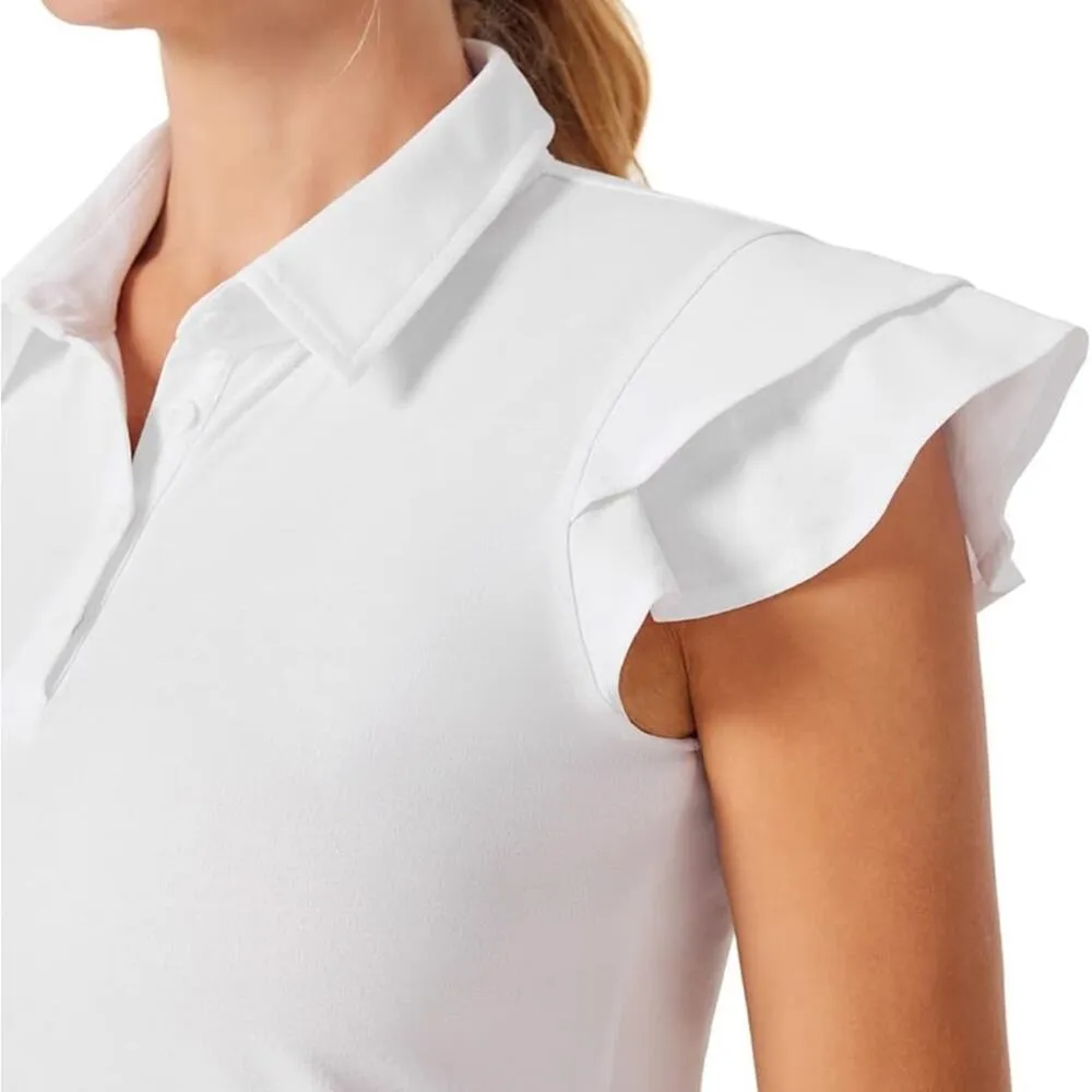 Jack Smith Women’s Golf Tennis Sport Polo Shirt Ruffle Sleeve White NEW Size 2X - Image 8