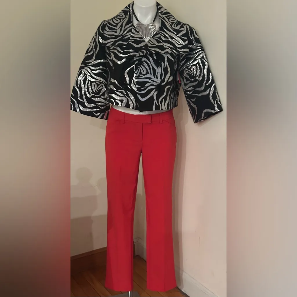 LAUNDRY BY SHELLI SEGAL LOS ANGELES Flame Scarlet Red LowRise StraightPants Sz 6 - Image 4