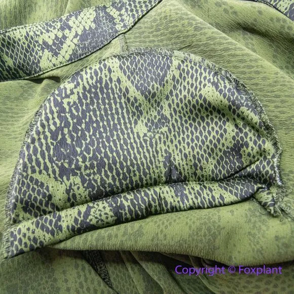 New! Eloquii green snake skin high neck belted silky dress, size 26‎ - Image 9