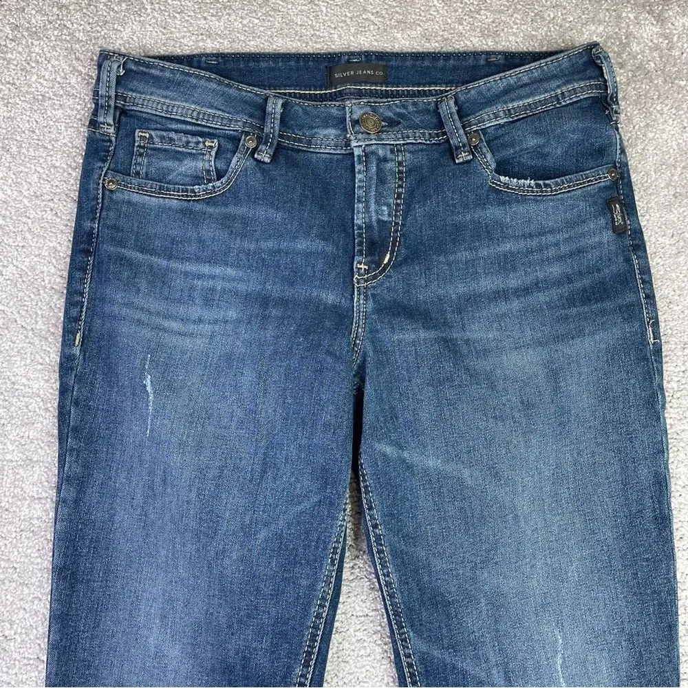 Silver Jeans Women’s 30X32 Blue Elyse Slim Boot Mid-Rise Dark Denim Stretch - Image 2