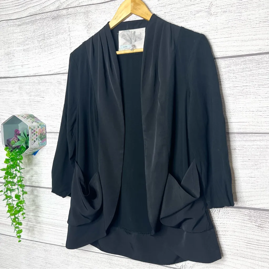 Kimchi Blue Lightweight Flowy Open Front Black Casual Blazer Jacket Size Large - Image 4