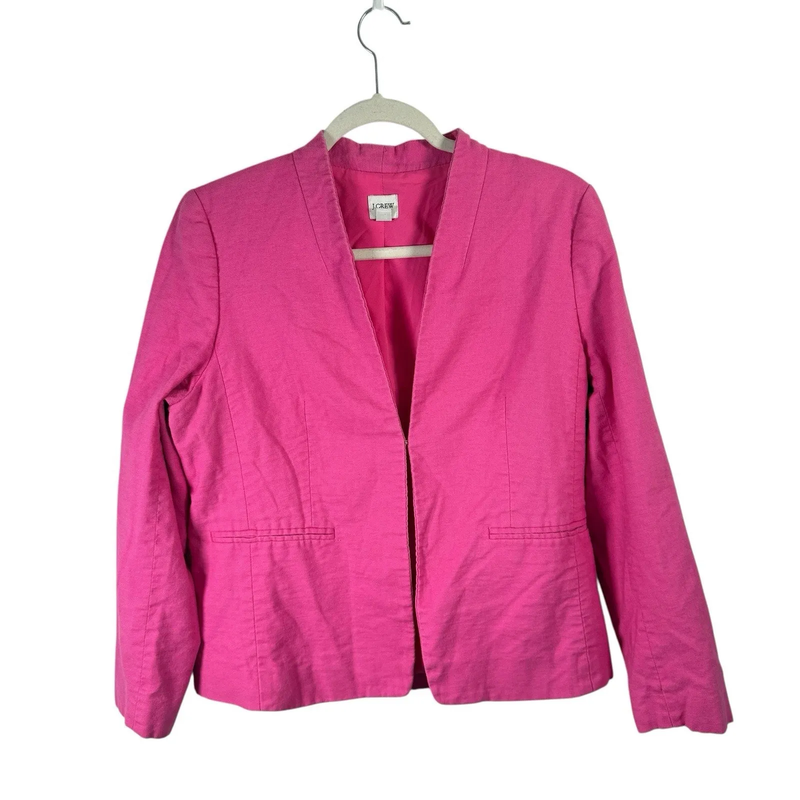 J Crew Broadway Blazer Hot Pink Linen Blend Preppy Career Office Womens 12 - Image 2