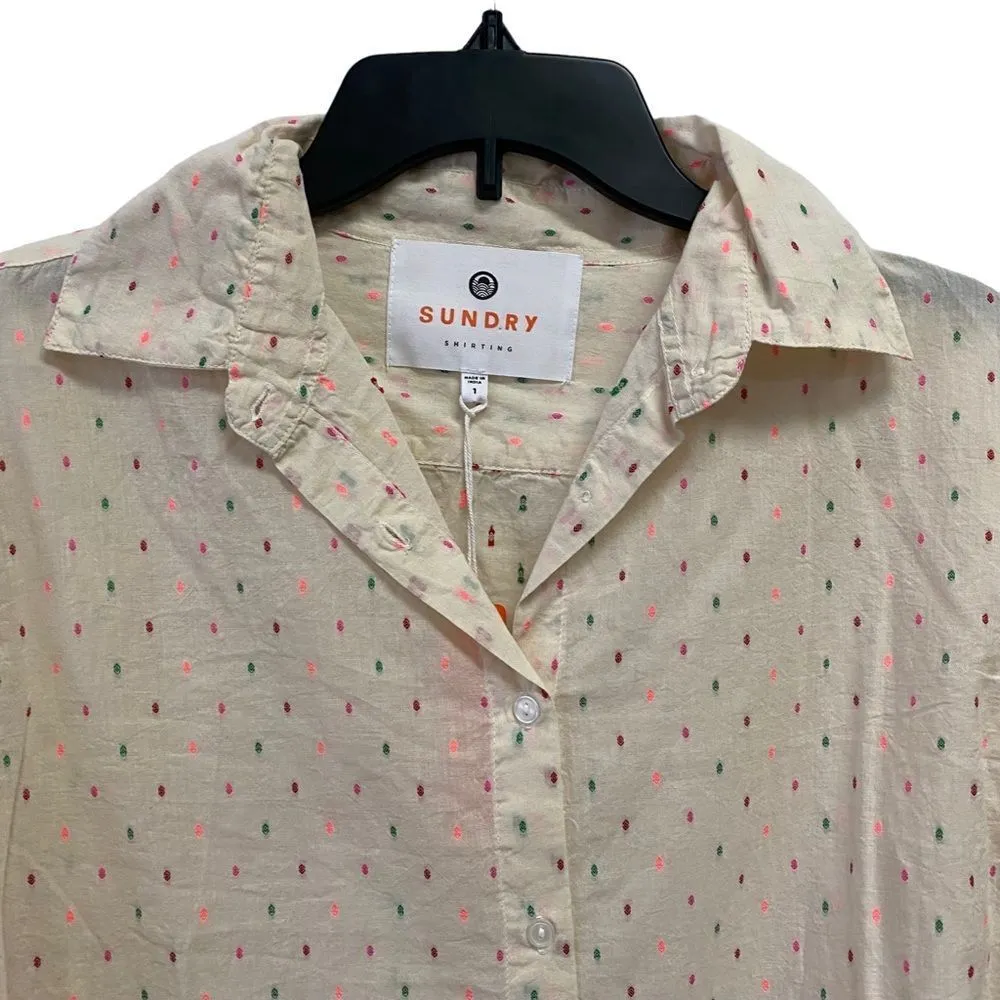 Sundry Women’s Sz 1 Shirting Oversized Colored Dot Button Down Shirt - Image 6